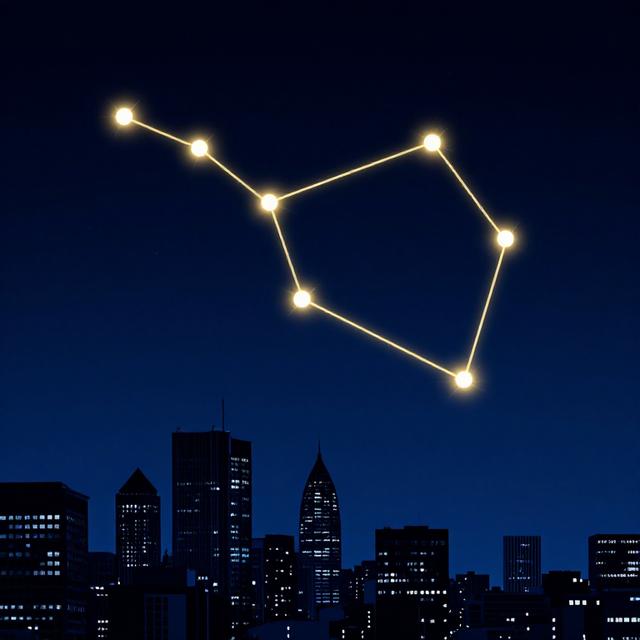 深蓝色夜空下，天蝎座与摩羯座星图连线闪耀金色光芒，下方是现代都市职场高楼剪影，神秘且专业的数字艺术风格